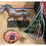 A bronze statue of a horse:  Poised for Glory, by Dr Robert Taylor, Franklin Mint; a coloured