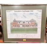 Lancashire's Cup Double 1990, a print of The Lords Pavilion, from an original watercolour by David