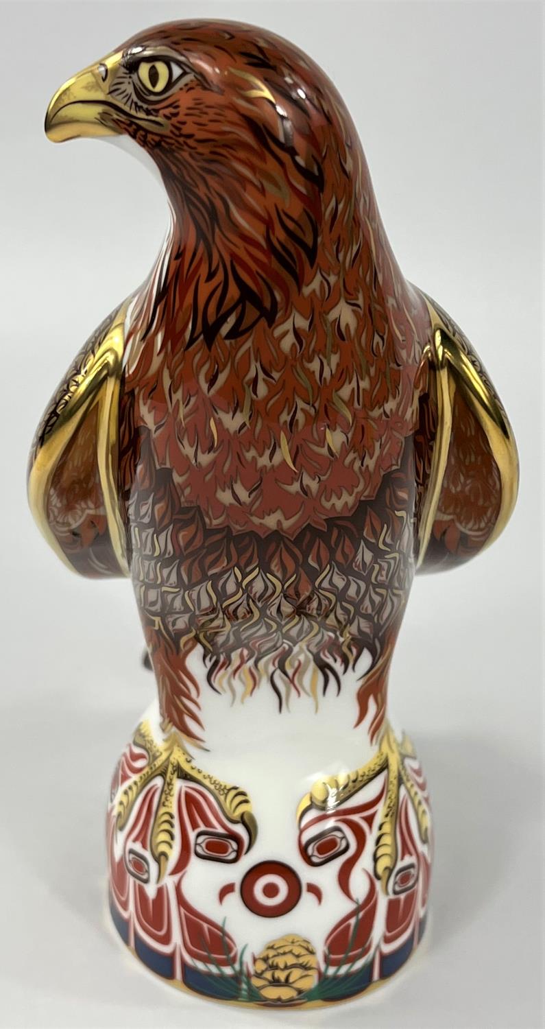 A Royal Crown Derby boxed paperweight bird of prey:  Golden Eagle, gold stopper, limited edition,