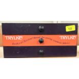 A Three Drawer Sewing Box with stencilled lettering 'Trylko' Dewhurst's Terylene Thread... to