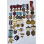 A large selection of enamelled gilt metal masonic medallions and jewels; a Special Constable Service