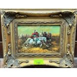 Z VELARDI: oil on board, "Arabian Charge" signed, 16.5 x 11.5cm, in ornate gilt frame