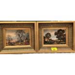 Vincent Selby: pair of oils, cottage scenes in gilt frames, 11.5 x 16.5cm