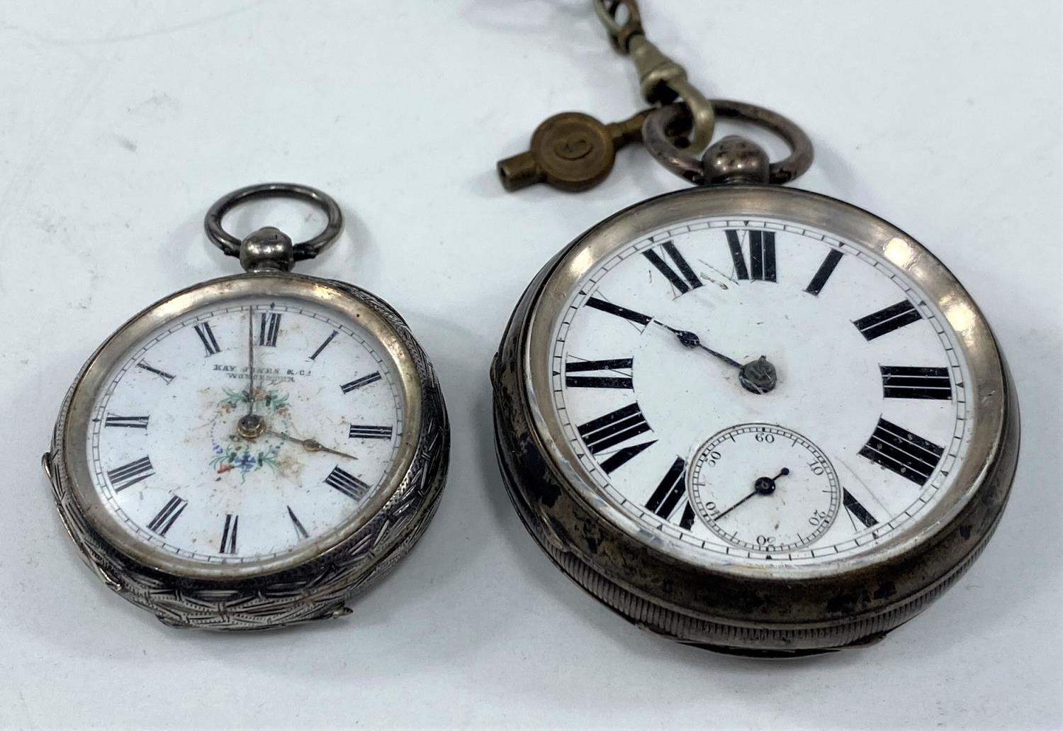 Two hallmarked silver open faced pocket watchs etc - Image 3 of 4