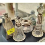 A hatpin stand of hat pins; silver mounted bottles etc