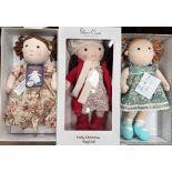 3 Silver Cross Rag Dolls:- Holly Christmas, Night time Grace, John Lewis 150 year special (all