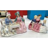 Two Royal Doulton groups:  Afternoon Tea, HN1747 & The Bedtime Story, HN 2059