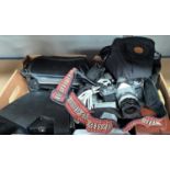 A Minolta Autopak-8 cine cameral, Erno E-1201 Dual- 8 Editing machine; Swiss Bouey 18-3 Duo 8mm