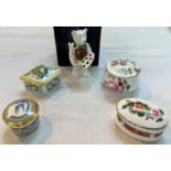 A Royal Crown Derby teddy Claude the artist, boxed; a small selection of Worcester and other covered