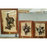 Late 19th century:  embossed chromolithograph game trophy picture, 33 x 26cm; and another, 32 x