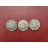 CANADA: 3 1980's silver dollars