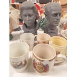 A Wedgwood pair of black basalt busts:  HRH QEII & the Duke of Edinburgh