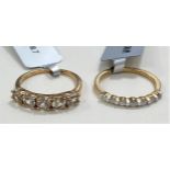 A 9ct hallmarked gold dress ring set with 7 diamonds ranging 0.052 cart - 0.09 carat, 0.25 carat