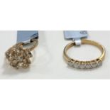 A 9ct hallmarked gold dress ring set with 6 round diamonds in a row, total diamond weight 0.5 carat;