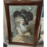 A mirror framed with prints, a 'The Stolen Duchess ' print and another gilt framed print