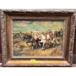 Z. VELARDI: oil on board, "Arabians in Tandem" , signed, 39 x 29cm, in ornate gilded frame