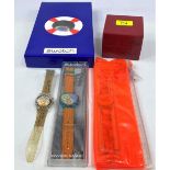 A Swatch Watch originally boxed Scuba 200 Seaside Watch No SDN 904; A Swatch Watch 1997 Valentine'