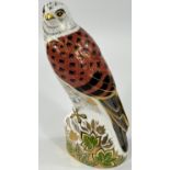 A Royal Crown Derby boxed paperweight bird of prey:  Kestrel, gold stopper, MMXIV (slight a.f.)