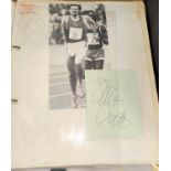 An autograph album including Steve Ovett, Virginia Wade, Henry Cooper,