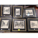 W E Law:  6 etchings - a view of the Seven Stars Inn, 15 x 21 cm, and other Manchester views,