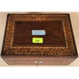 A Rosewood and Tumbridgeware sewing box with mother of pearl inlay