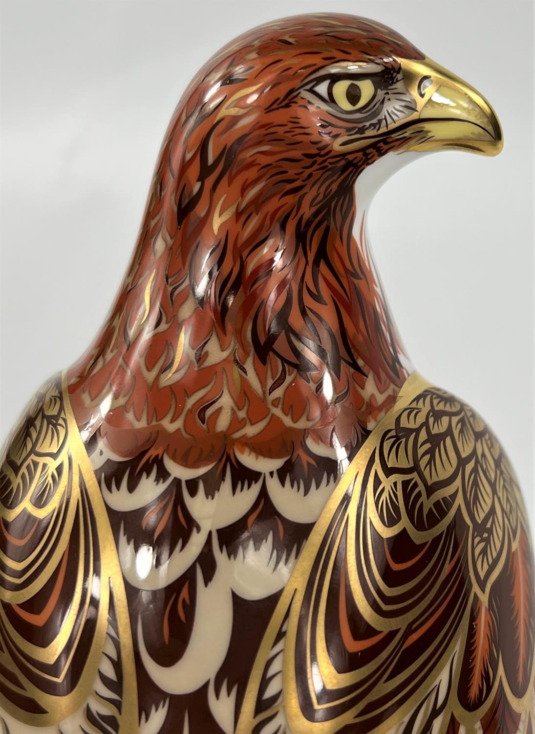 A Royal Crown Derby boxed paperweight bird of prey:  Golden Eagle, gold stopper, limited edition, - Image 3 of 4