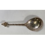 A possibly 16th century German silver anointing spoon with engraved text to basin Mein Hoffnunge