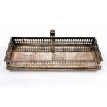 An 18th century silver 'snuffer'/serving tray with beaded and pierced gallery, decorative handle and