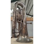 A large silver plated tuba