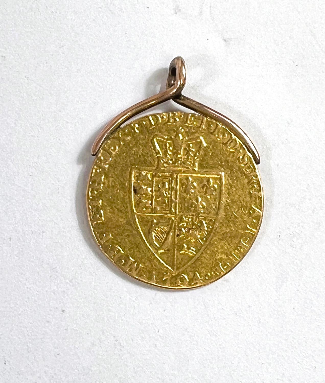 A George III Spade Guinea dated 1794 with soldered pendant mount, 8.97gm gross - Image 2 of 3