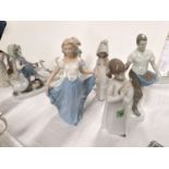 Two Lladro figures of children; 4 similar figures