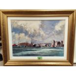 David Shiers:  oil on board, Birkenhead Docks, signed, 29 x 41cm, framed