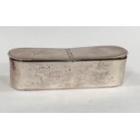 An 18th century silver snuff box, double sided with 2 hinged top sections and gilded interior,