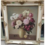 Thomas Bradley 1899-1993 (husband of Helen Bradley):  Still life of flowers in vase, oil, signed, 60