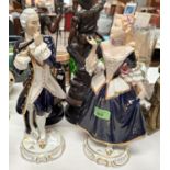 A pair of Royal Dux figures:  lady & gentleman in 18th century dress