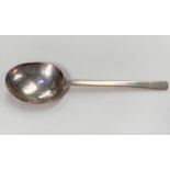 A silver Puritan / slip top spoon circa 1660's, wide bowl with tapering stem, lion head marks to