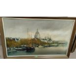 BRITISH 20th century oil on canvas, River Thames with St Paul's Cathedral, signed and dated '75,