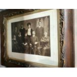 2 Edwardian prints "Two Roses" and "No Reprieve"; a Victorian family photo in contemporary frame;