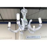A 5 branch chandelier fitting with cut glass drops
