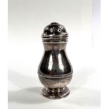 A mid Georgian hallmarked silver baluster pepper pot, London 1749, by Ralph Maidman, 2oz/59gm,