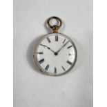 A 19th century ladies fob watch, continental, the case marked '18K'