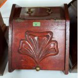 An Edwardian mahogany fall front coal box; a slope front correspondence box, small wall cabinet etc