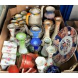 A Grindley Art Deco coffee set; an Imari dish, 22cm; various dressing table candlesticks and hat pin