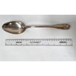 A George II 18th century silver basting spoon, thread and shell pattern, Paul Crespin maker, c.1750,
