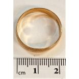 A 9 carat hallmarked gold wedding ring; a carat hallmarked gold signet ring, 7.6gm