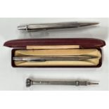 A Yard-O-Led propelling pencil, silver cased; 2 other silver cased propelling pencils