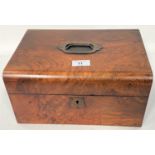 A Victorian walnut jewellery box and contents