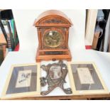 A walnut cased mantle clock by William Battersby of Manchester with brass dial and striking