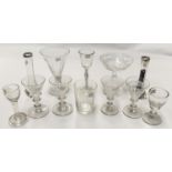 A 19th century twist stem glass; a pair of wine glasses and others