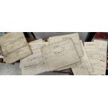 A selection of 19th century vellum deeds, paperwork etc